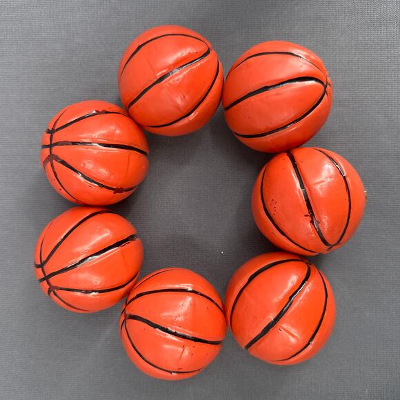 VTG Glass Basketball Christmas Ornaments Set 7 Sporty Athlete Team Player Y2K - Picture 3 of 16